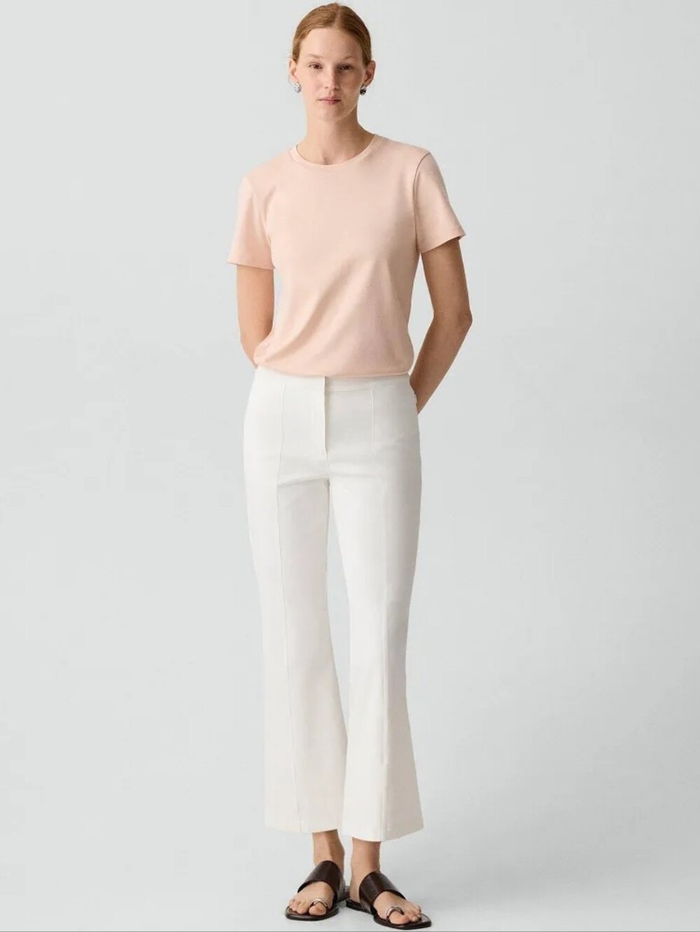 Theory Women's High-Rise Cropped Flare Pants in White